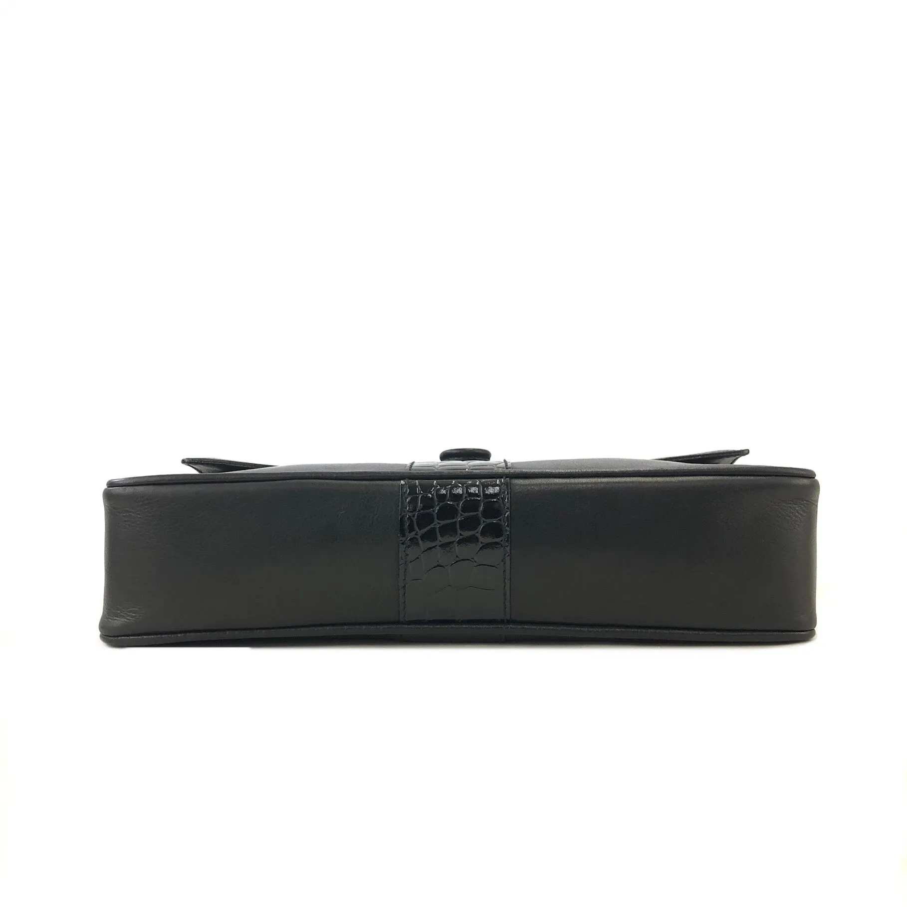 CELINE Gancini Leather Shoulder bag Clutch bag Black Vintage Old Celine 6ehwcp