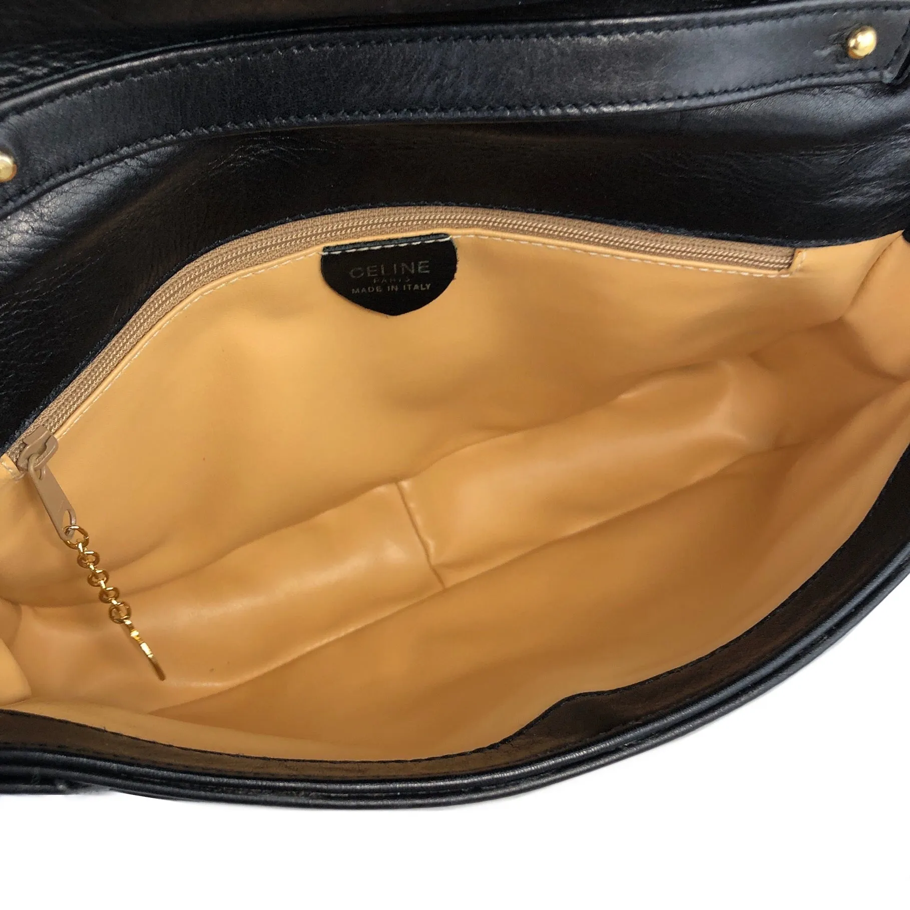 CELINE Gancini Leather Shoulder bag Clutch bag Black Vintage Old Celine 6ehwcp