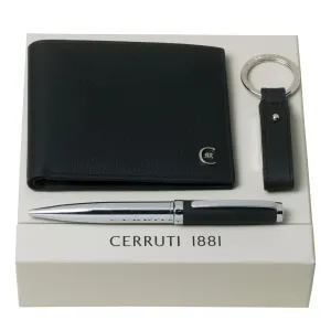 CERRUTI 1881 NPBUW711A-Set Hamilton Black (ballpoint pen, wallet & usb stick)