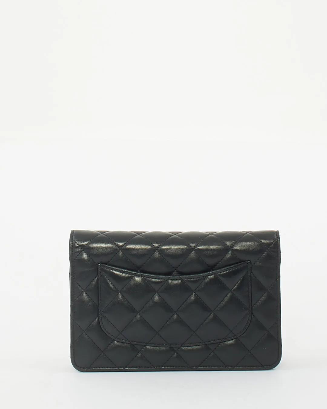 Chanel Black Lambskin Leather with Silver Hardware Wallet On Chain