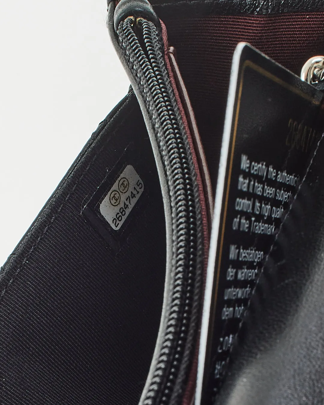 Chanel Black Lambskin Leather with Silver Hardware Wallet On Chain