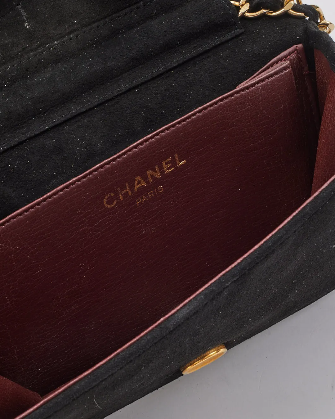 Chanel Black Suede Wallet on Chain GHW