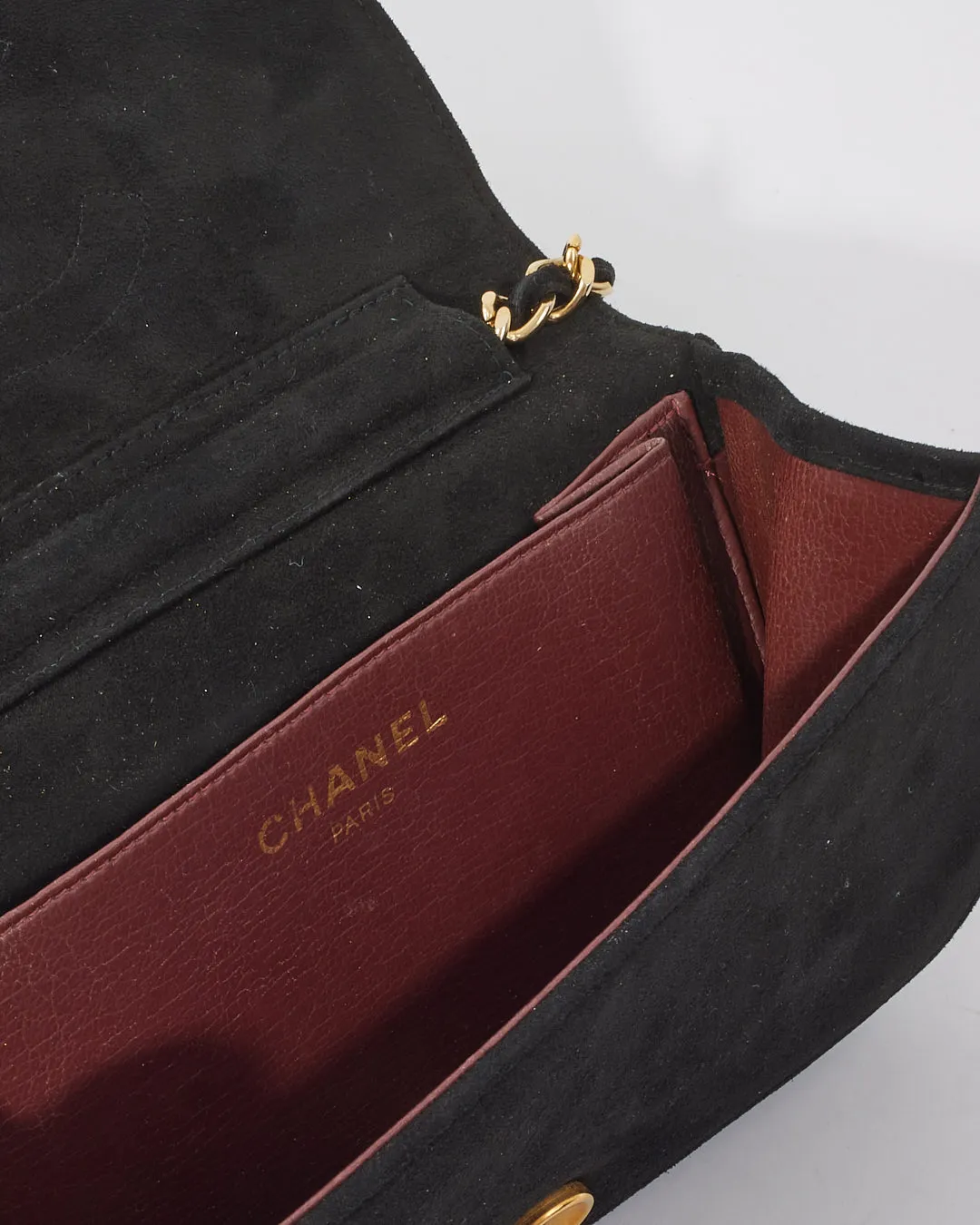 Chanel Black Suede Wallet on Chain GHW
