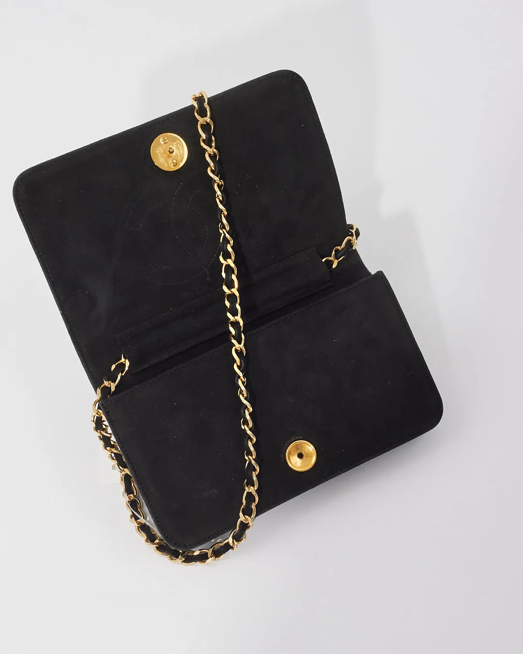 Chanel Black Suede Wallet on Chain GHW