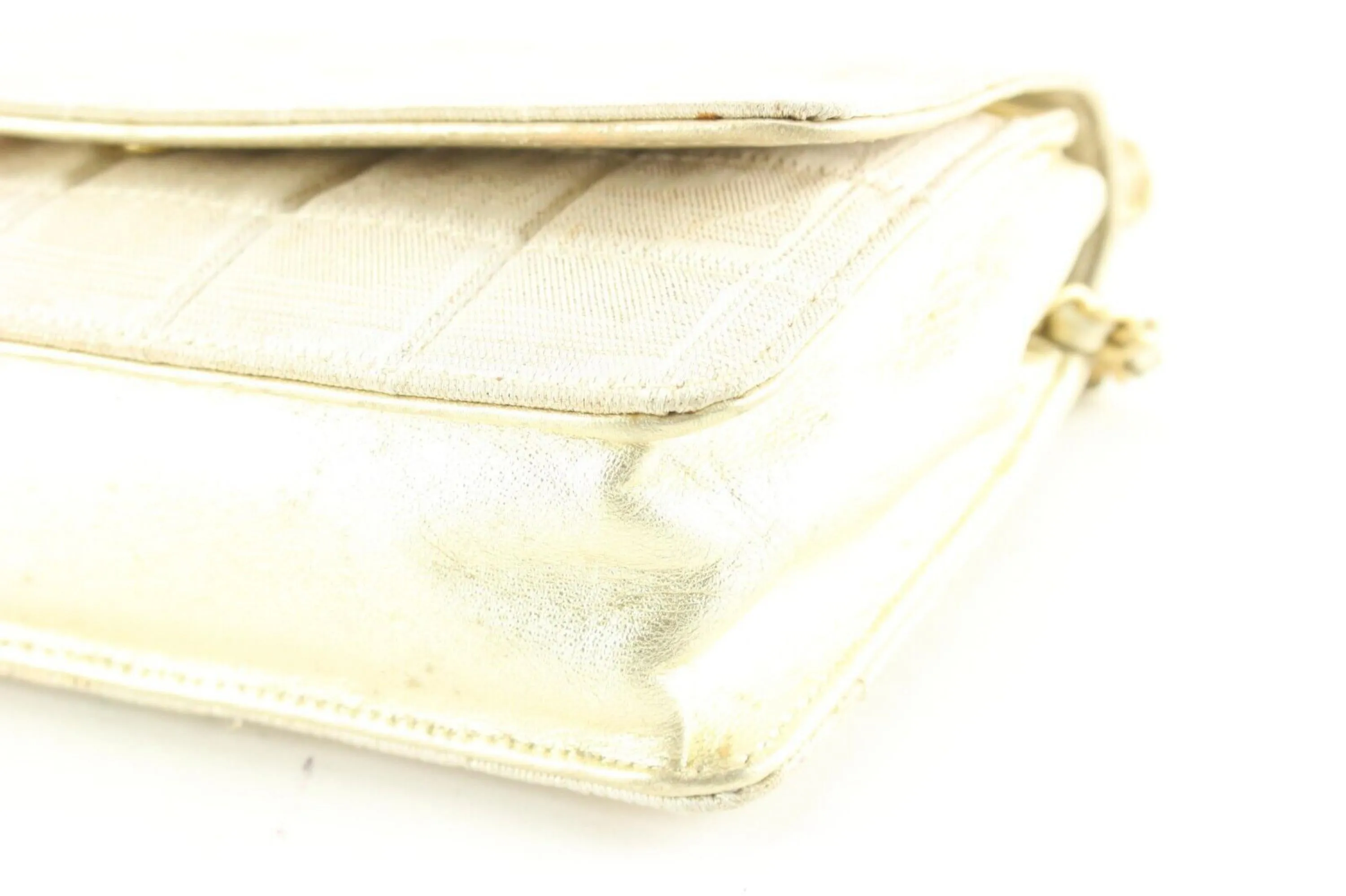 Chanel Chocolate Bar Quilted Iridescent Canvas Wallet on Chain GHW4C512S