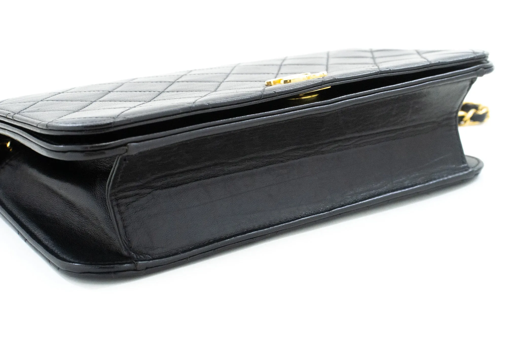 CHANEL Full Flap Chain Shoulder Bag Clutch Black Quilted Lambskin n29