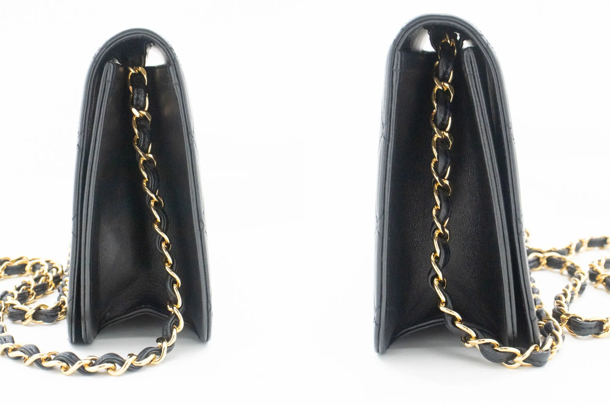 CHANEL Full Flap Chain Shoulder Bag Clutch Black Quilted Lambskin n36