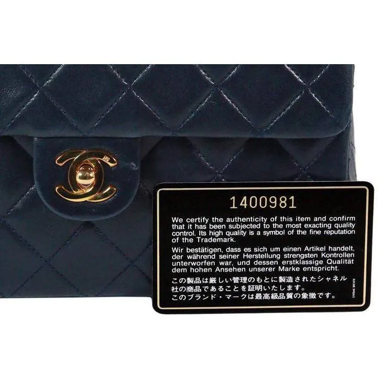 CHANEL Navy Leather Quilted Crossbody Bag