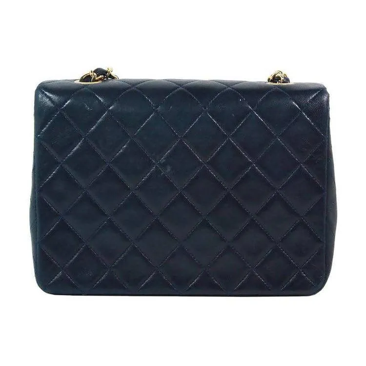 CHANEL Navy Leather Quilted Crossbody Bag