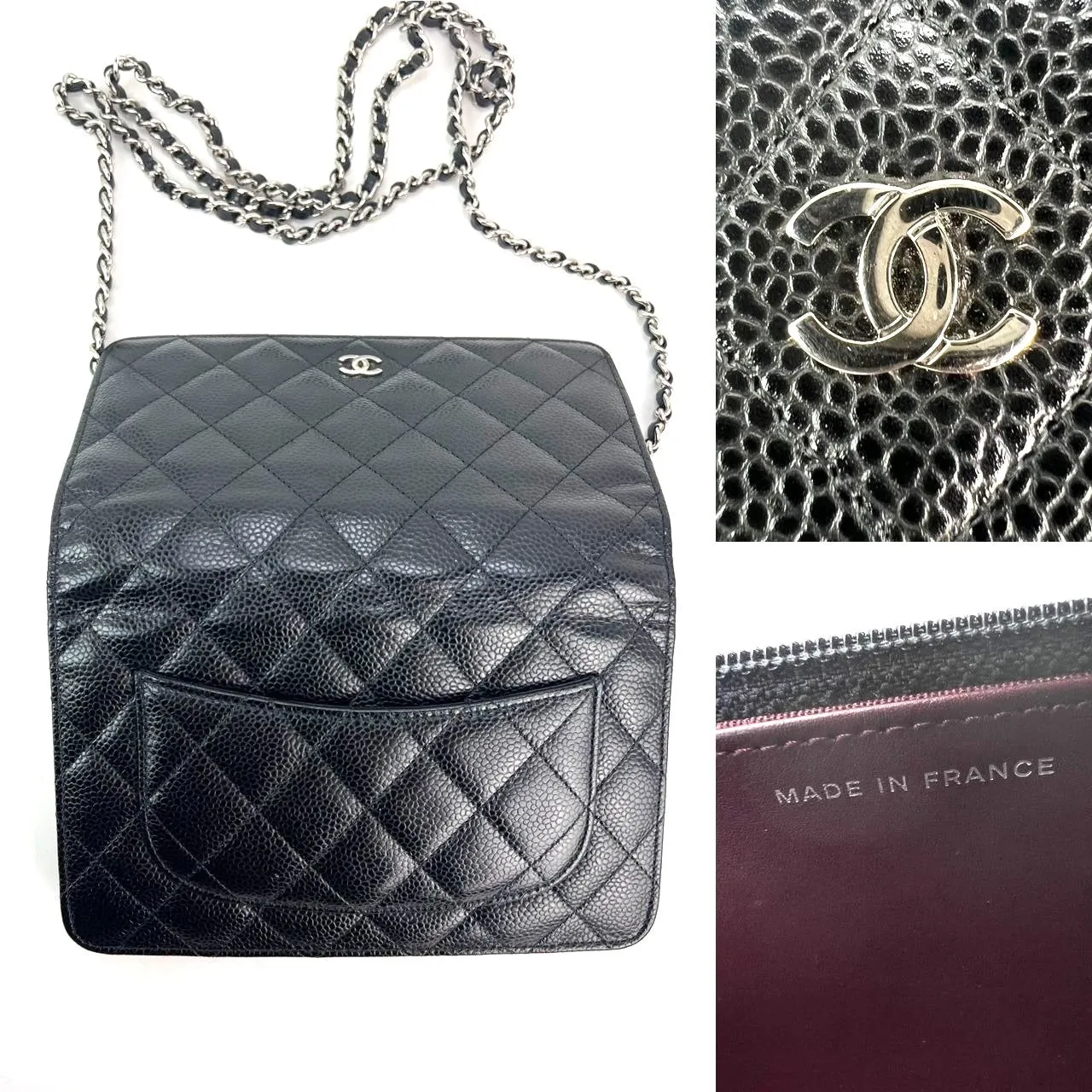 Chanel Quilted Caviar Calfskin Wallet on a Chain Clutch