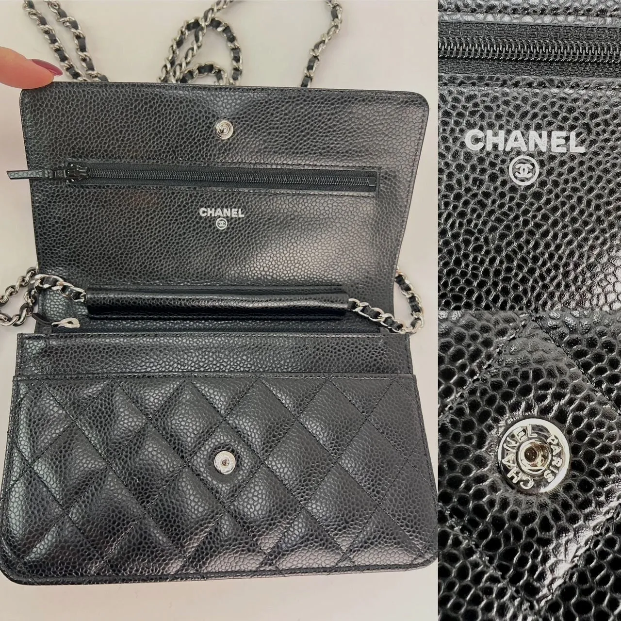 Chanel Quilted Caviar Calfskin Wallet on a Chain Clutch