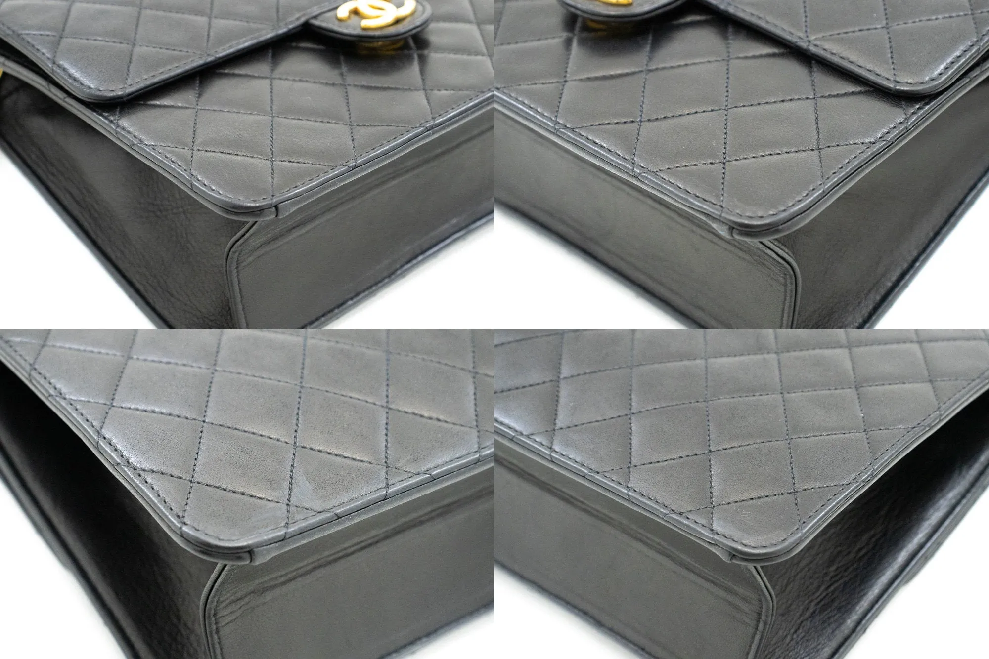 CHANEL Small Chain Shoulder Bag Clutch Black Quilted Flap Lambskin n79