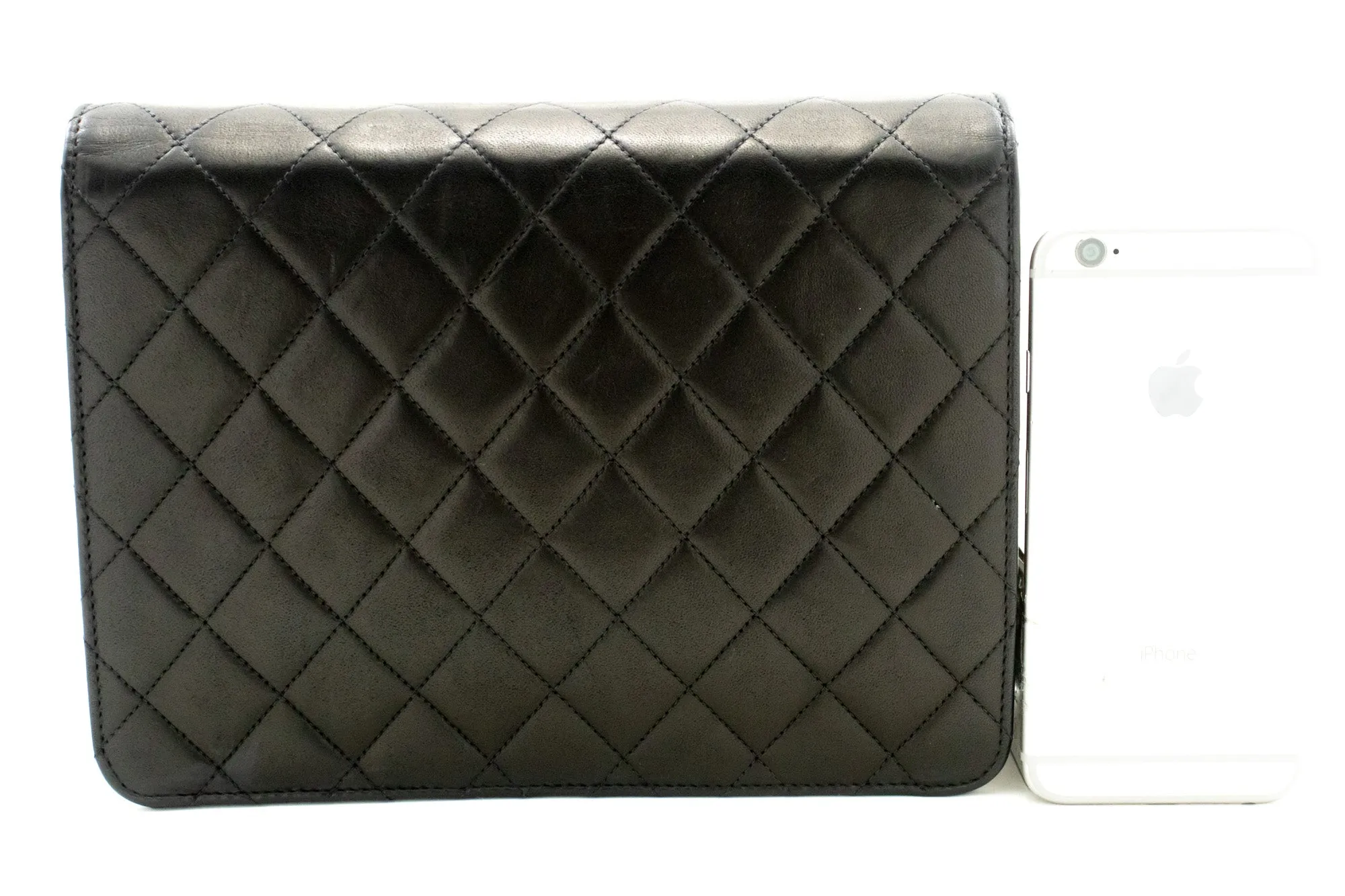 CHANEL Small Chain Shoulder Bag Clutch Black Quilted Flap Lambskin n79