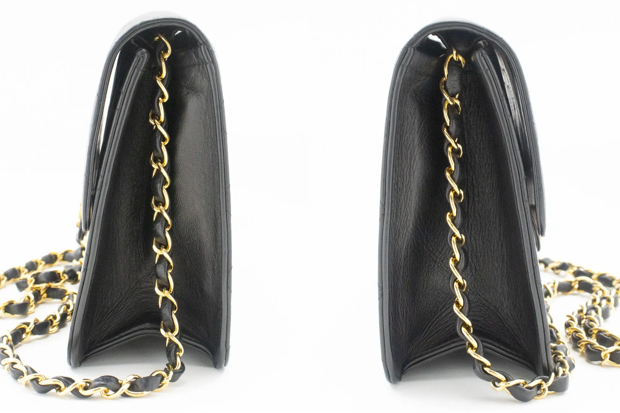 CHANEL Small Chain Shoulder Bag Clutch Black Quilted Flap Lambskin n79