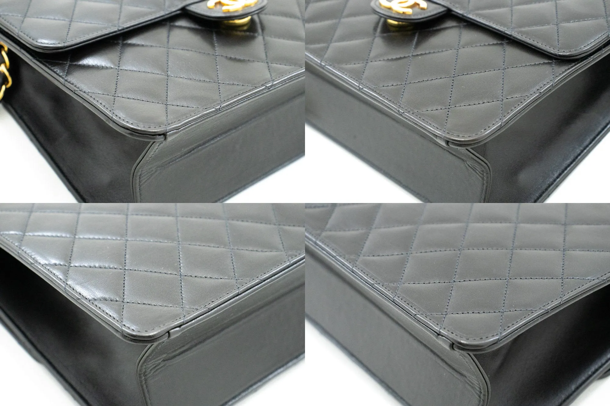 CHANEL Small Chain Shoulder Bag Clutch Black Quilted Flap Lambskin n85