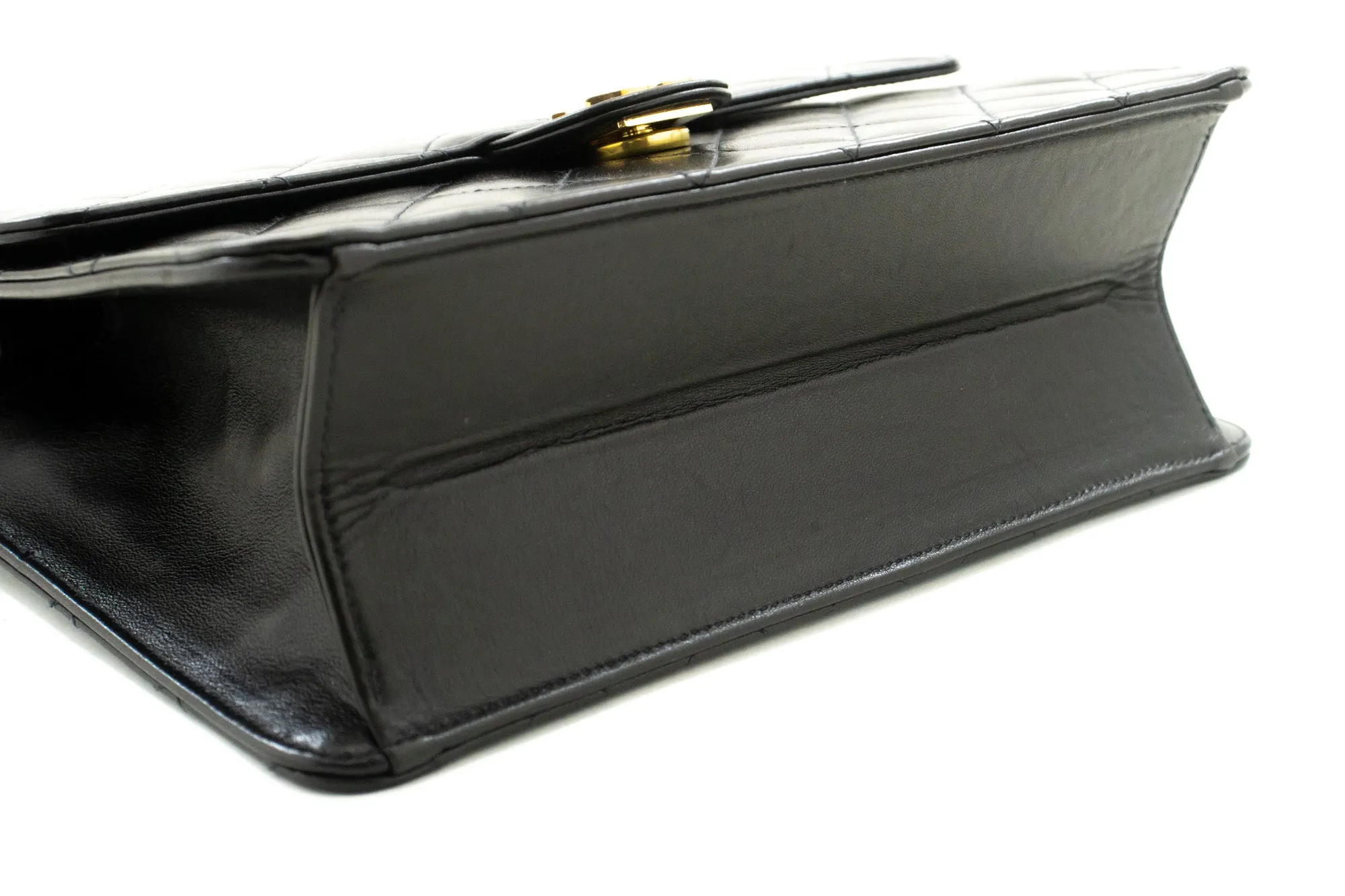 CHANEL Small Chain Shoulder Bag Clutch Black Quilted Flap Lambskin n85
