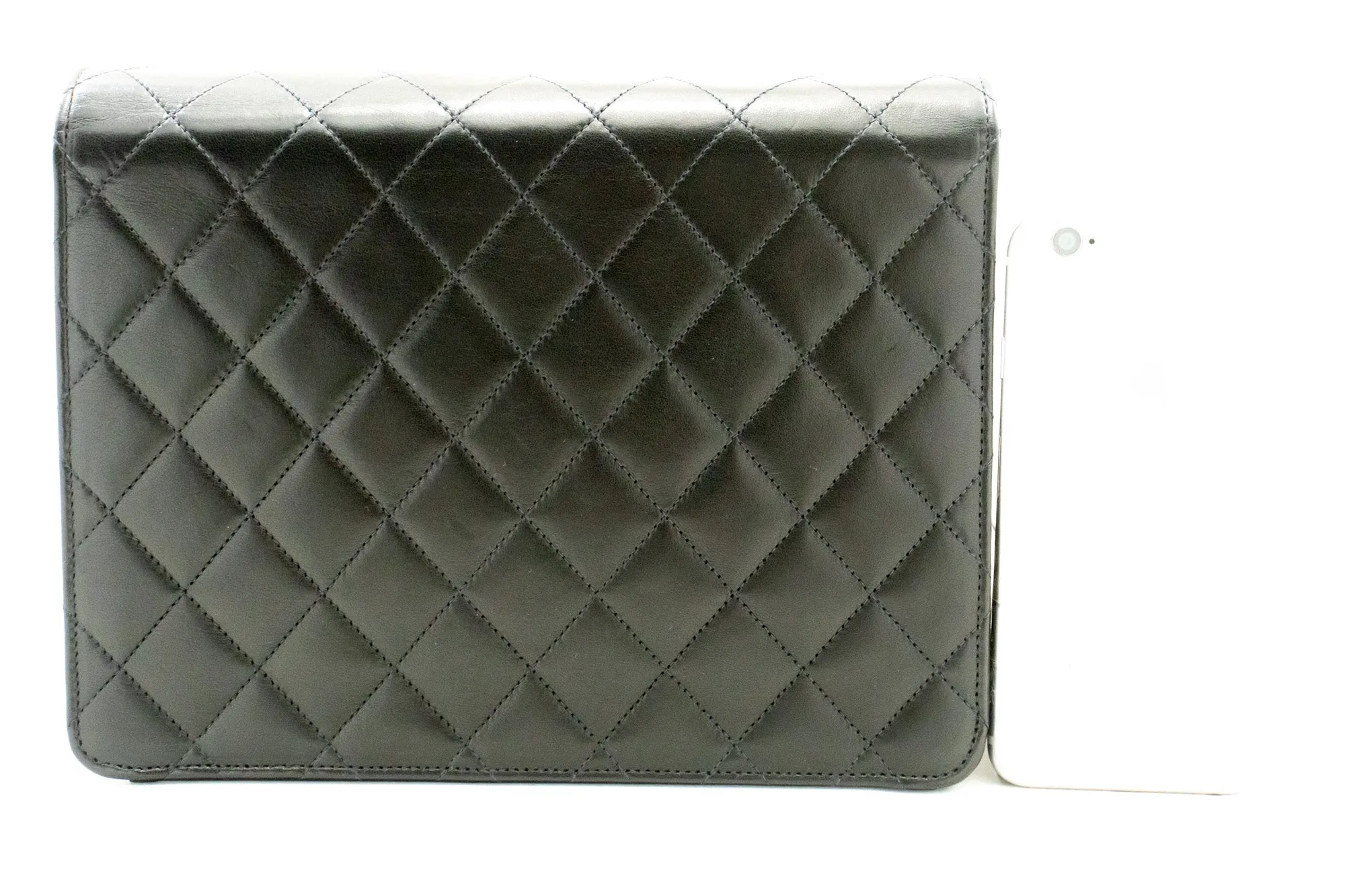 CHANEL Small Chain Shoulder Bag Clutch Black Quilted Flap Lambskin n85