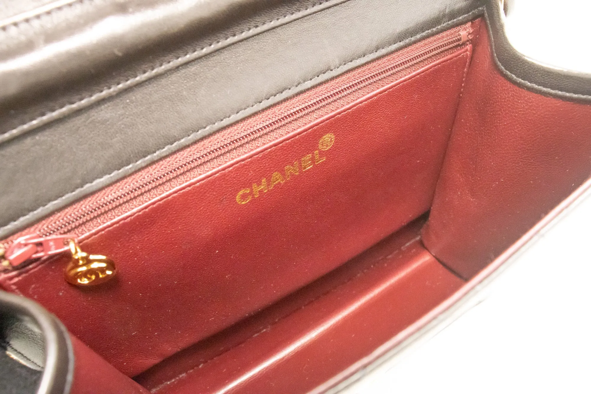 CHANEL Small Chain Shoulder Bag Clutch Black Quilted Flap Lambskin n85