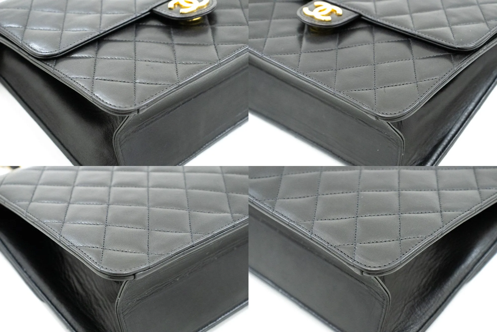 CHANEL Small Chain Shoulder Bag Clutch Black Quilted Flap Lambskin n93