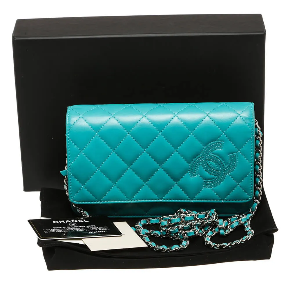 Chanel Wallet on Chain Bag Teal Lambskin