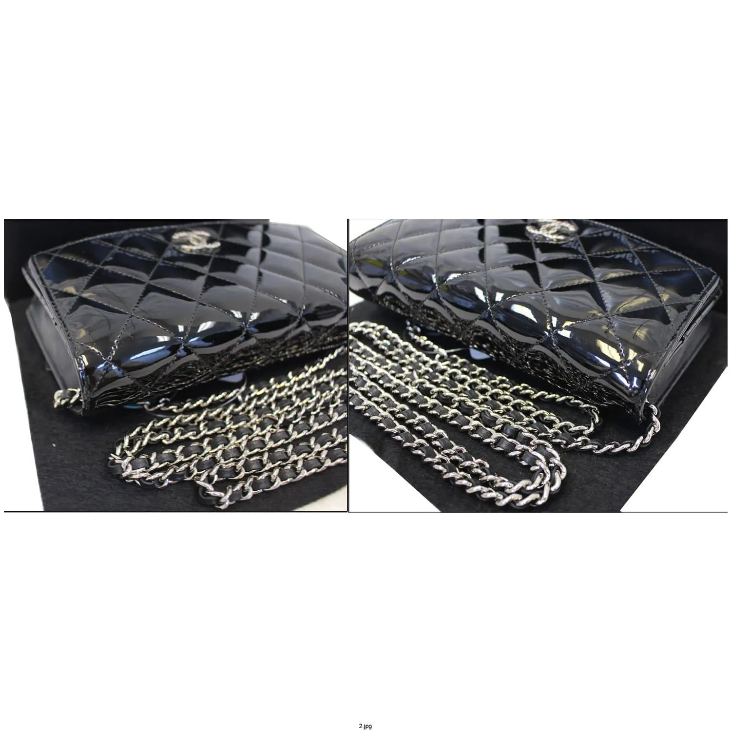CHANEL Wallet On Chain Patent Leather Shoulder Crossbody Bag