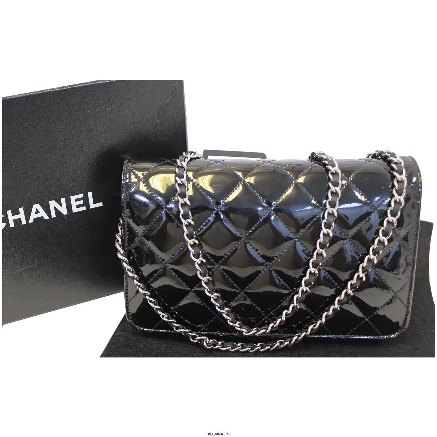 CHANEL Wallet On Chain Patent Leather Shoulder Crossbody Bag