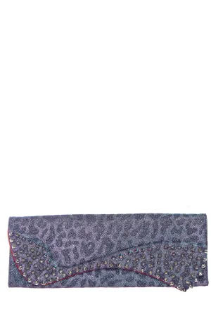 Christian Louboutin Purple Sparkle Cheetah Clutch