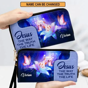 Christianartbag Clutch Purse, Jesus The Way The Truth The Life Clutch Purse For Women, Personalized Name, Christian Gifts For Women, CAB17091223.