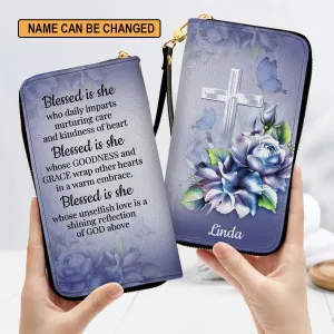 Christianartbag Clutch Purse, Rose And Cross Religious Gifts For Women Of God Clutch Purse For Women, Personalized Name, Christian Gifts For Women, CAB02091223.