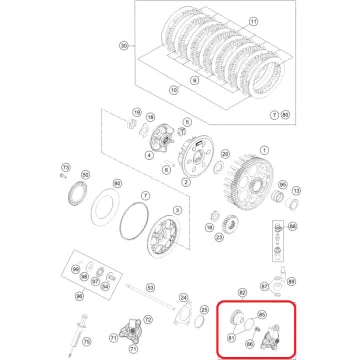 Cilindro da Embreagem Embolo Inferior Original KTM 4T 12 a 16 - HUSQVARNA 4T 14 a 16 - Husaberg 4T 13 e 14 - 77232061044