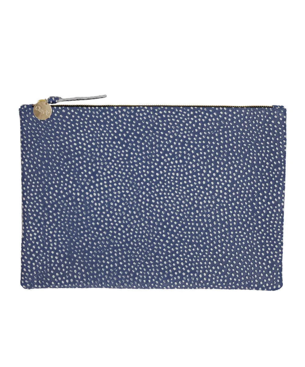 Clare V. Flat Clutch Blue Dapple