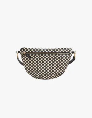 Clare V. Grande Fanny Belt Bag in Black & Cream Woven Checker