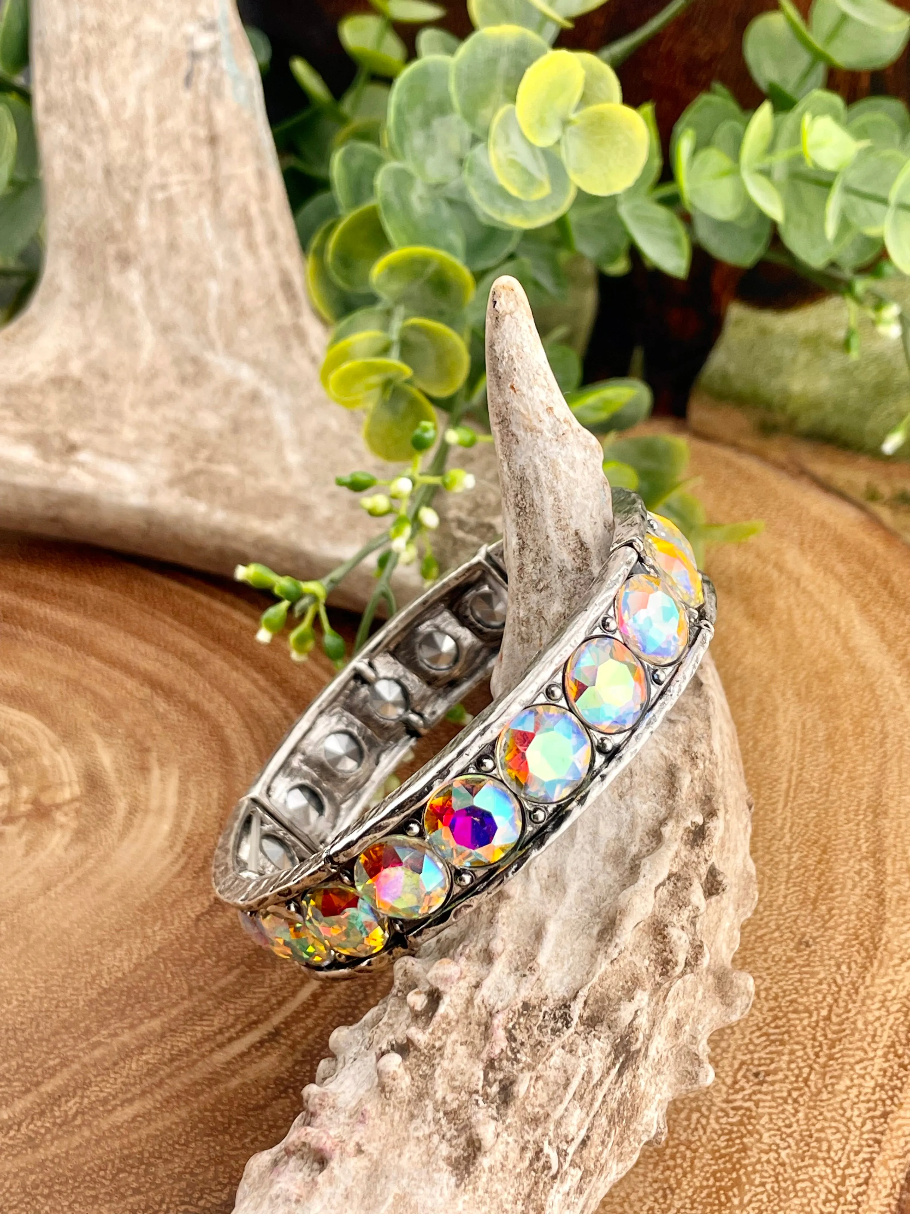 Claremore Round Set Rhinestone Stretch Bracelet