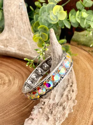 Claremore Round Set Rhinestone Stretch Bracelet