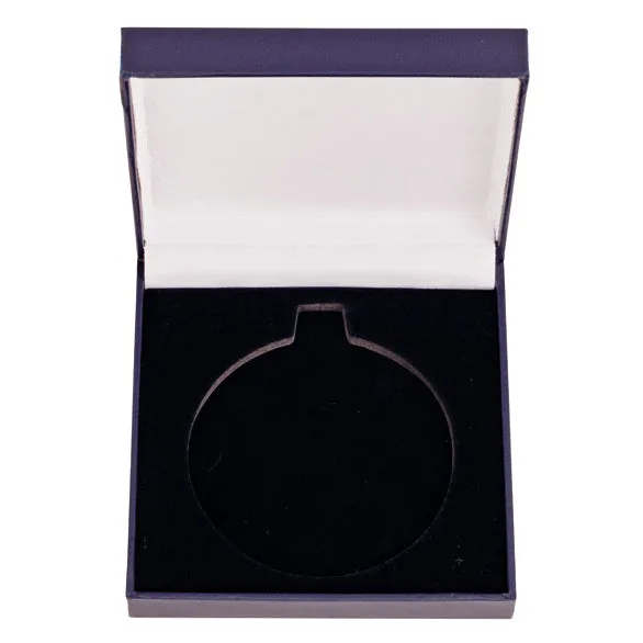 Classic Leatherette Medal Box Blue 100x100mm