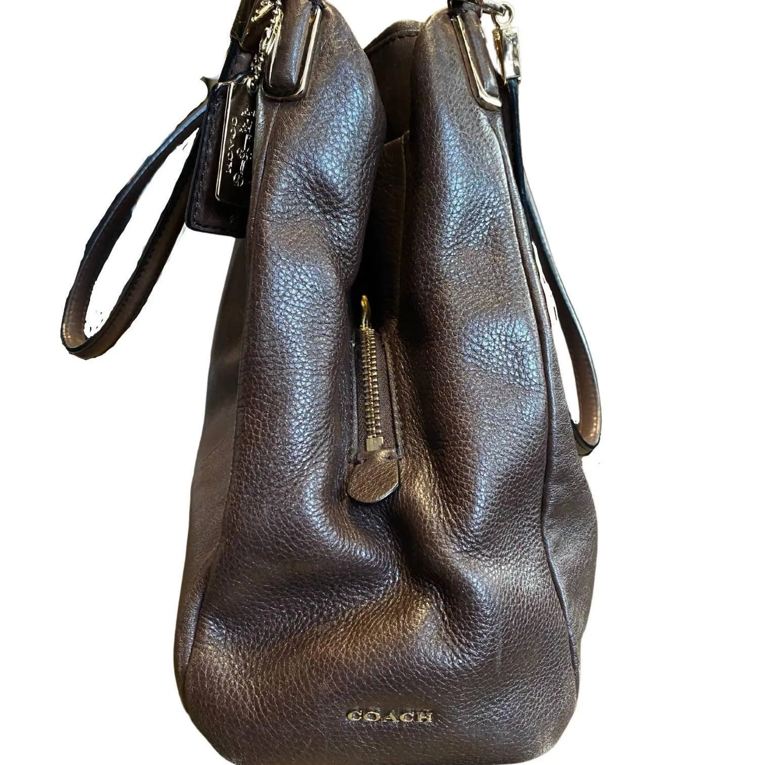 COACH Brown Leather Bucket Handle Bag