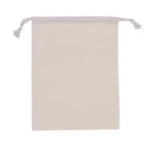 Cotton Drawstring Medium Pouch Plain