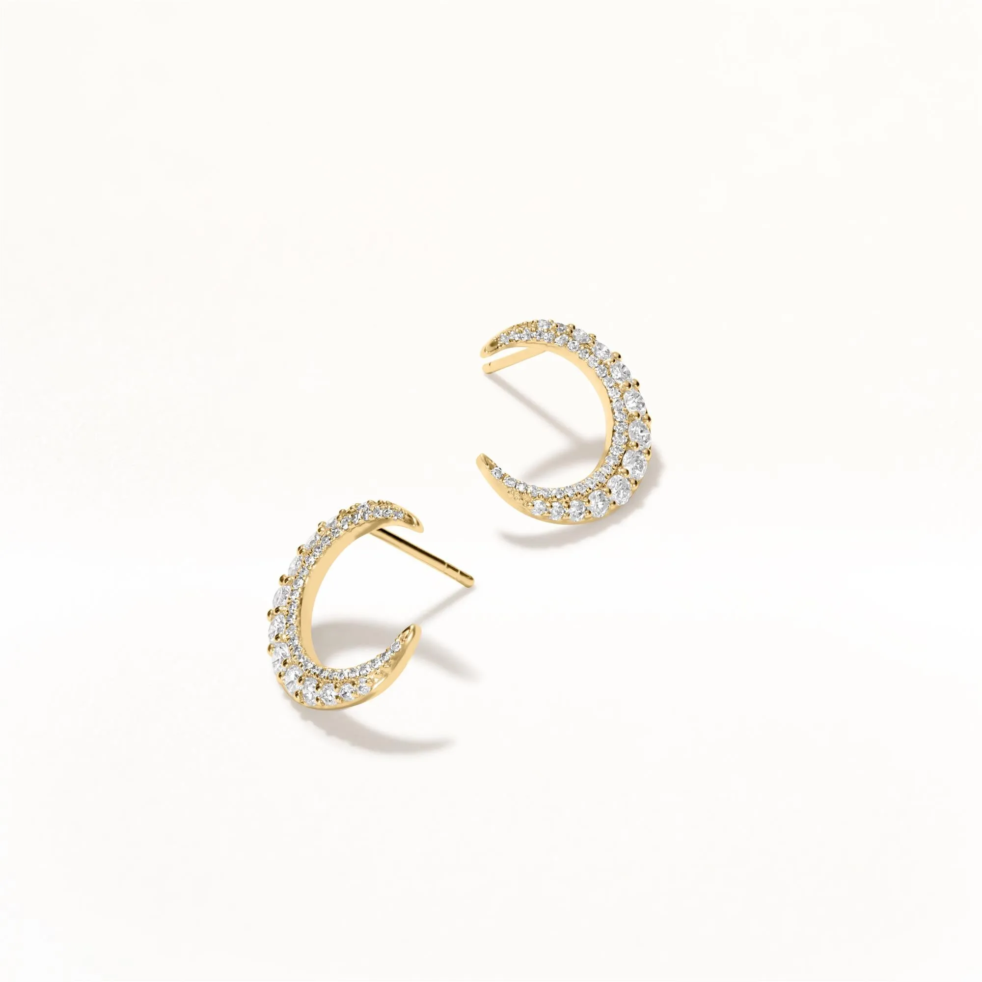 Crescent Earrings-14K Yellow Gold with Diamonds