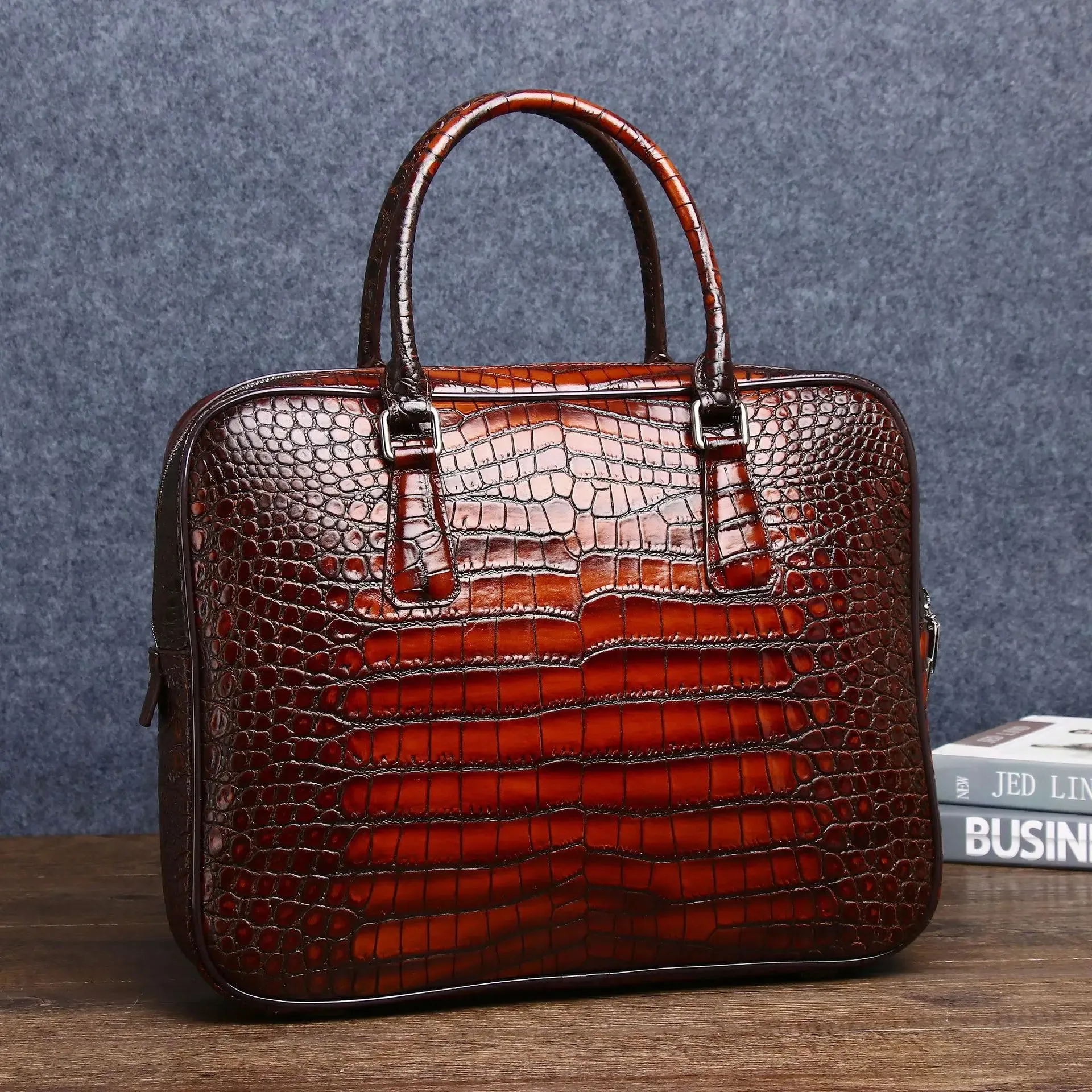 Crocodile Belly Pattern Men's Password Lock Briefcase Business Fashion Handbag File Pack Luxury Brand Portfolio Leather Men Bag
