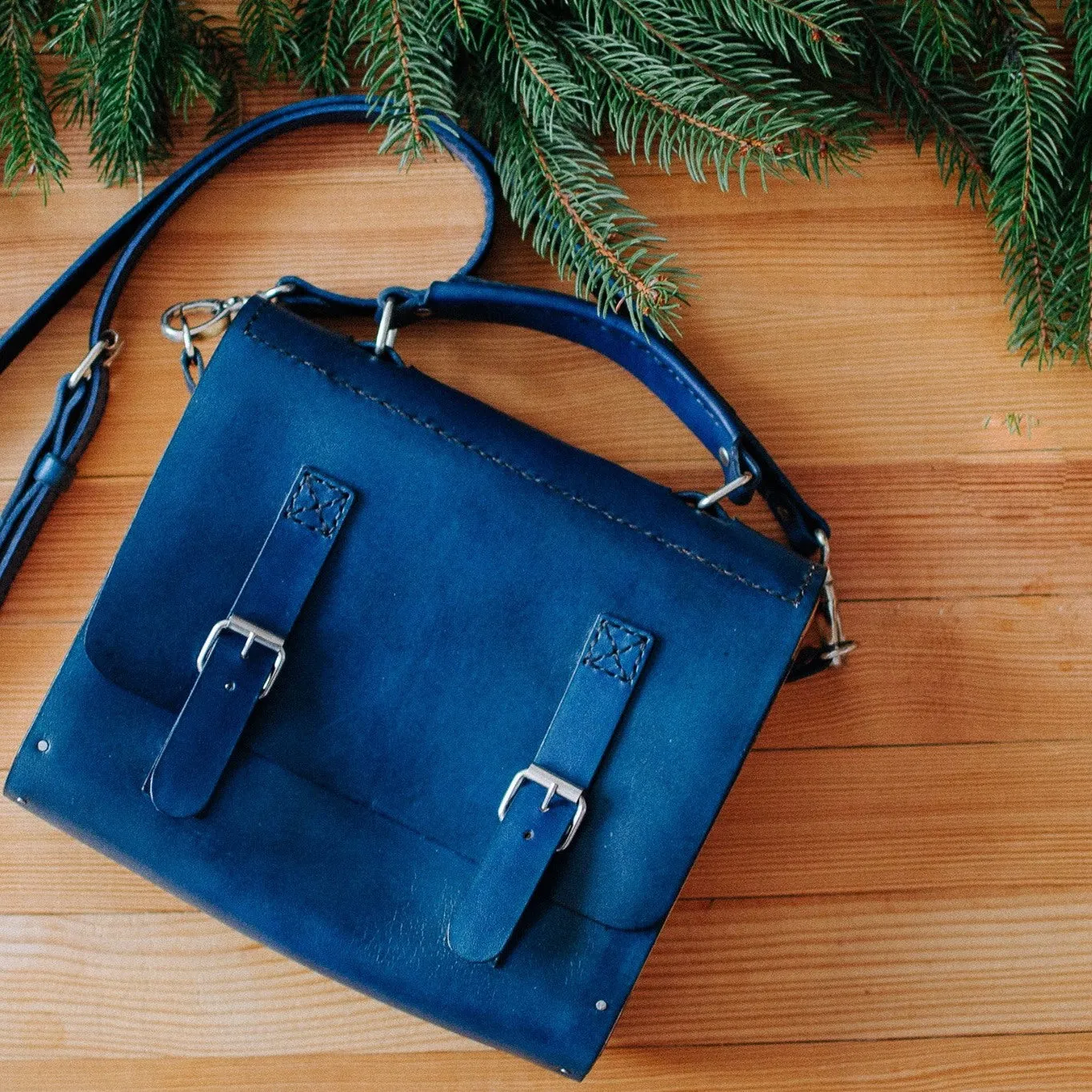CROSSBODY LEATHER WOOD PURSE