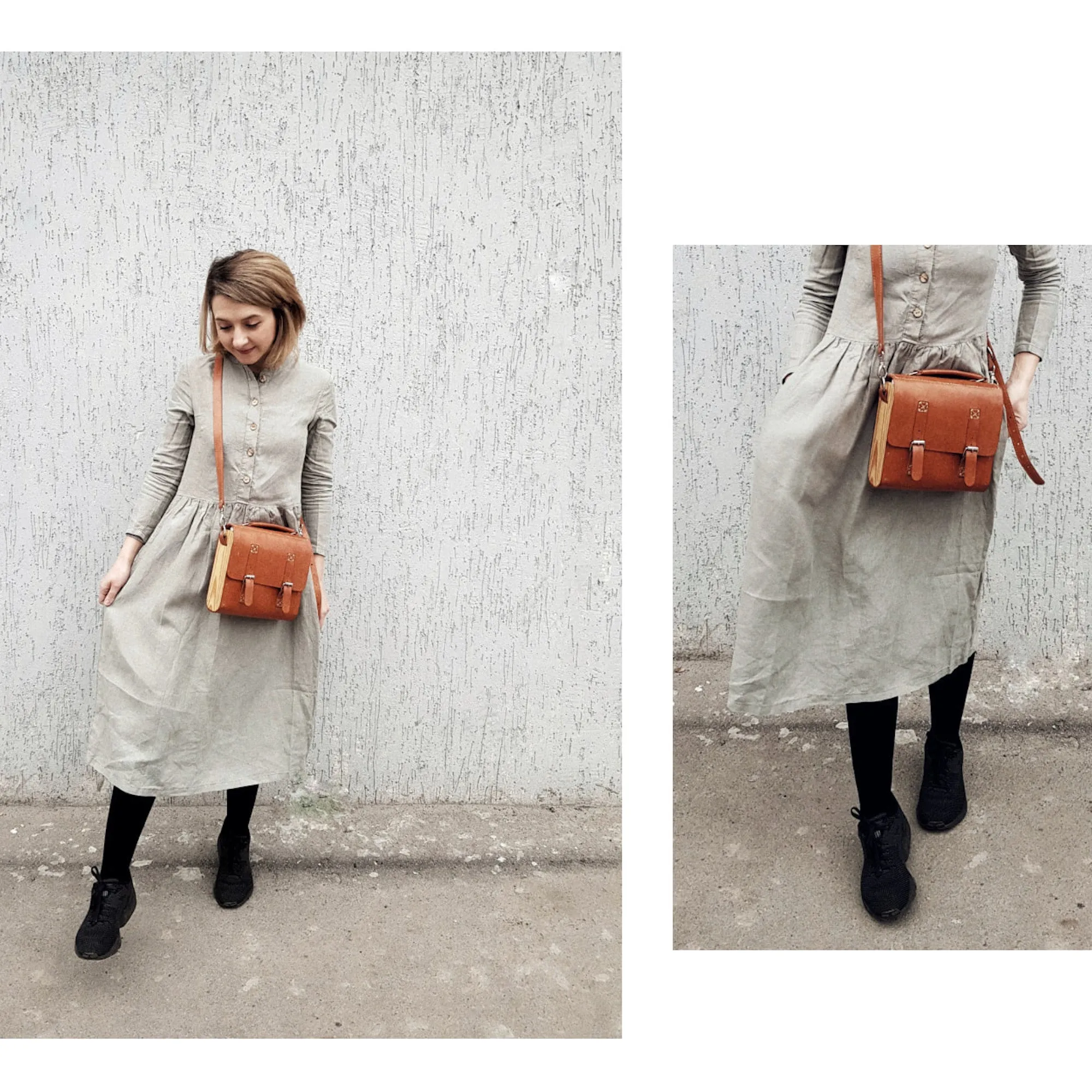 CROSSBODY LEATHER WOOD PURSE