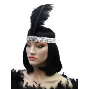 Crystal Heart Flapper Headband in Silver