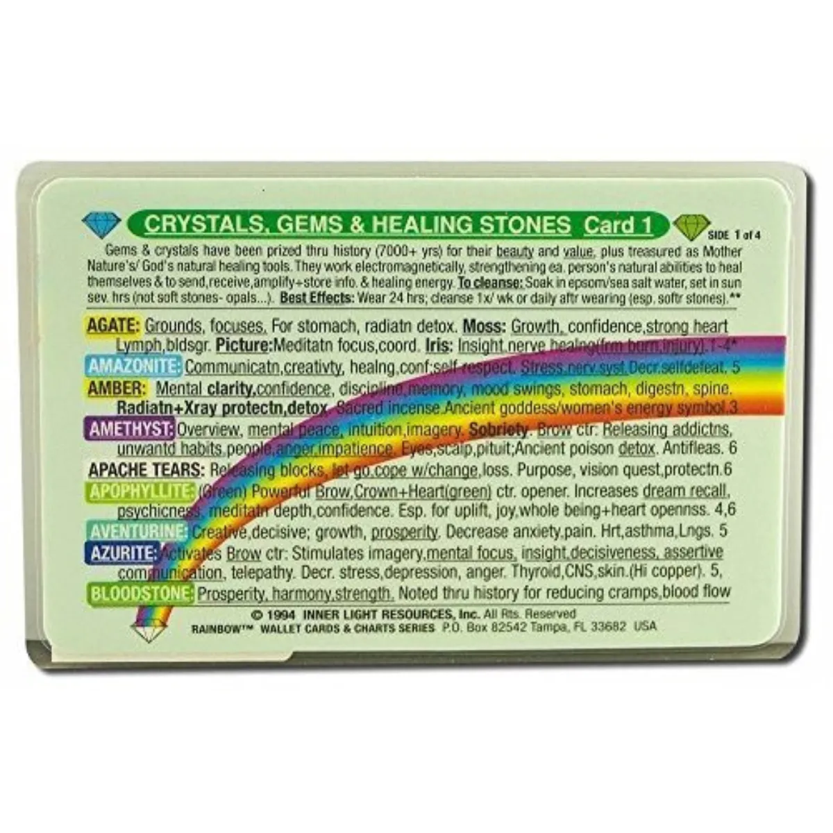 Crystals, Gems & Healing Stones, Wallet Card #1