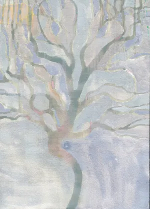 Curly Tree with Silver — Study Original Watercolor/Guache Painting by Nancy Tobin - Abstract Landscape