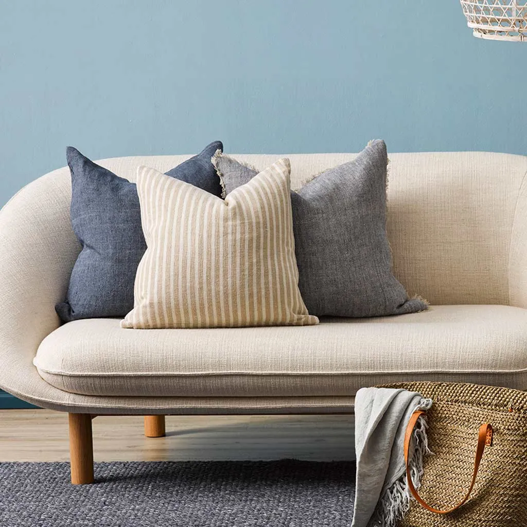 Cushion - Indira 100% Linen With Feather Inner - French Navy
