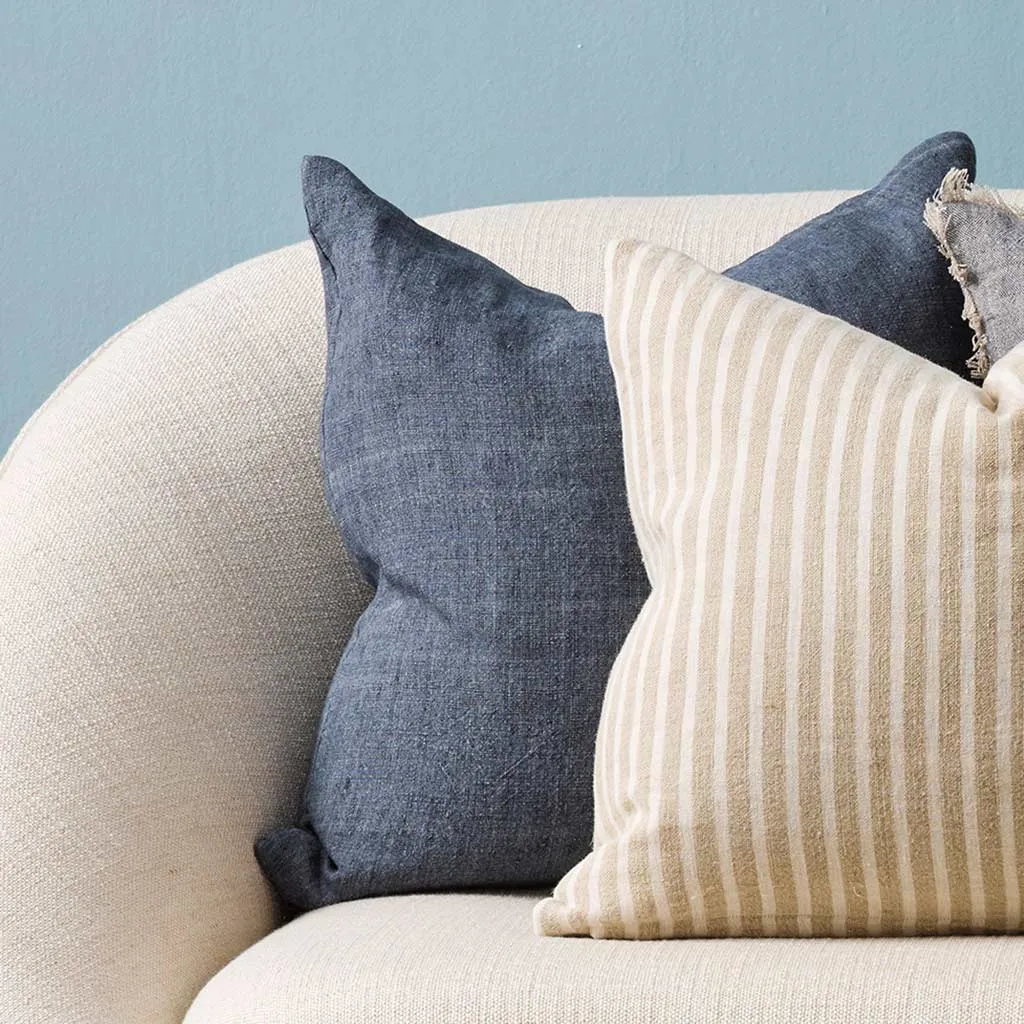 Cushion - Indira 100% Linen With Feather Inner - French Navy