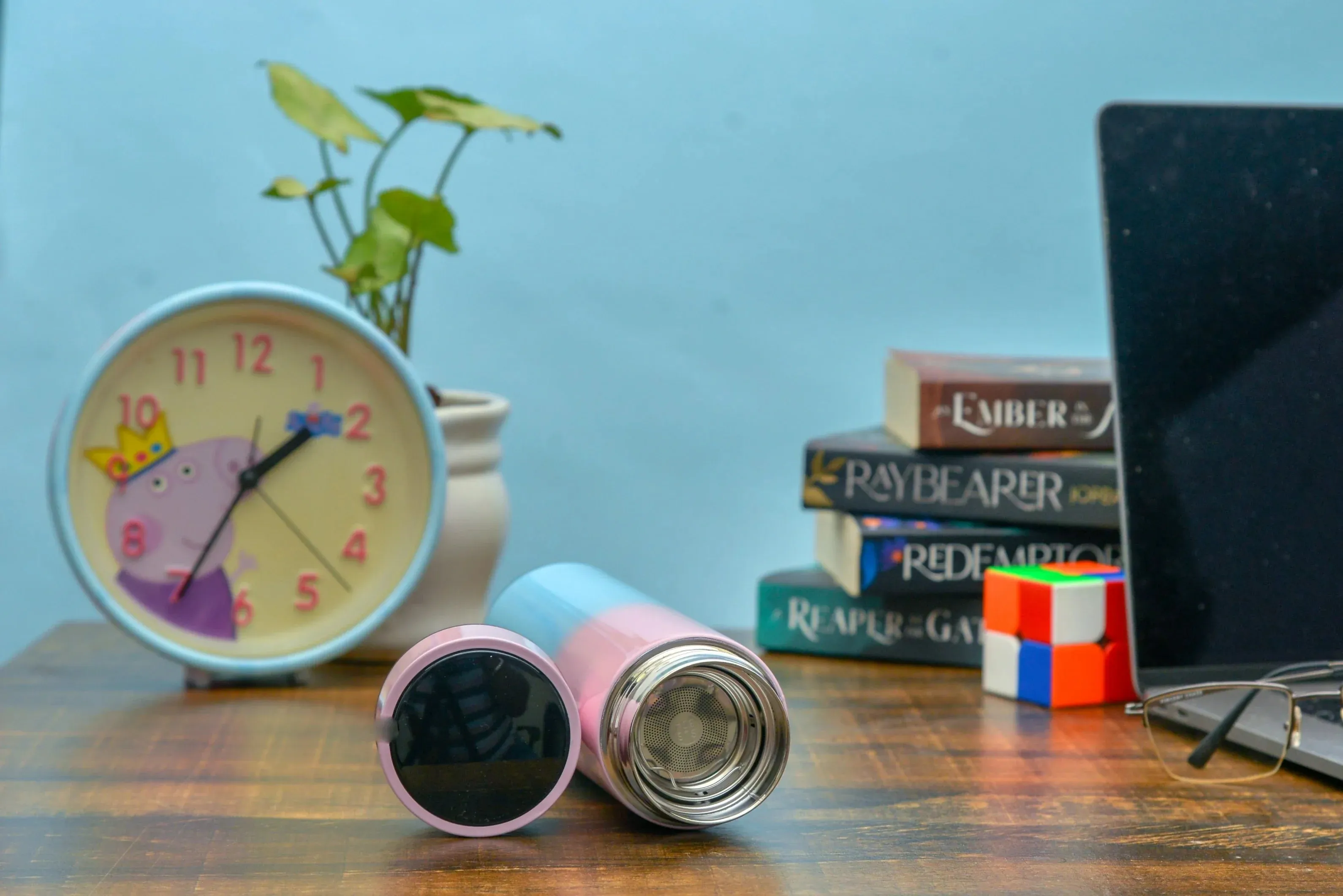Customized Bottle with Temperature display - Pastel Shade 1 & All in One Men's Combo (4 pcs) - Wine