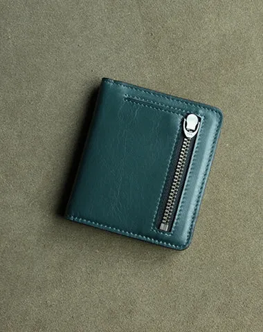Cute Women Black Leather Small Bifold Wallet Billfold Wallet with Coin Pocket For Women