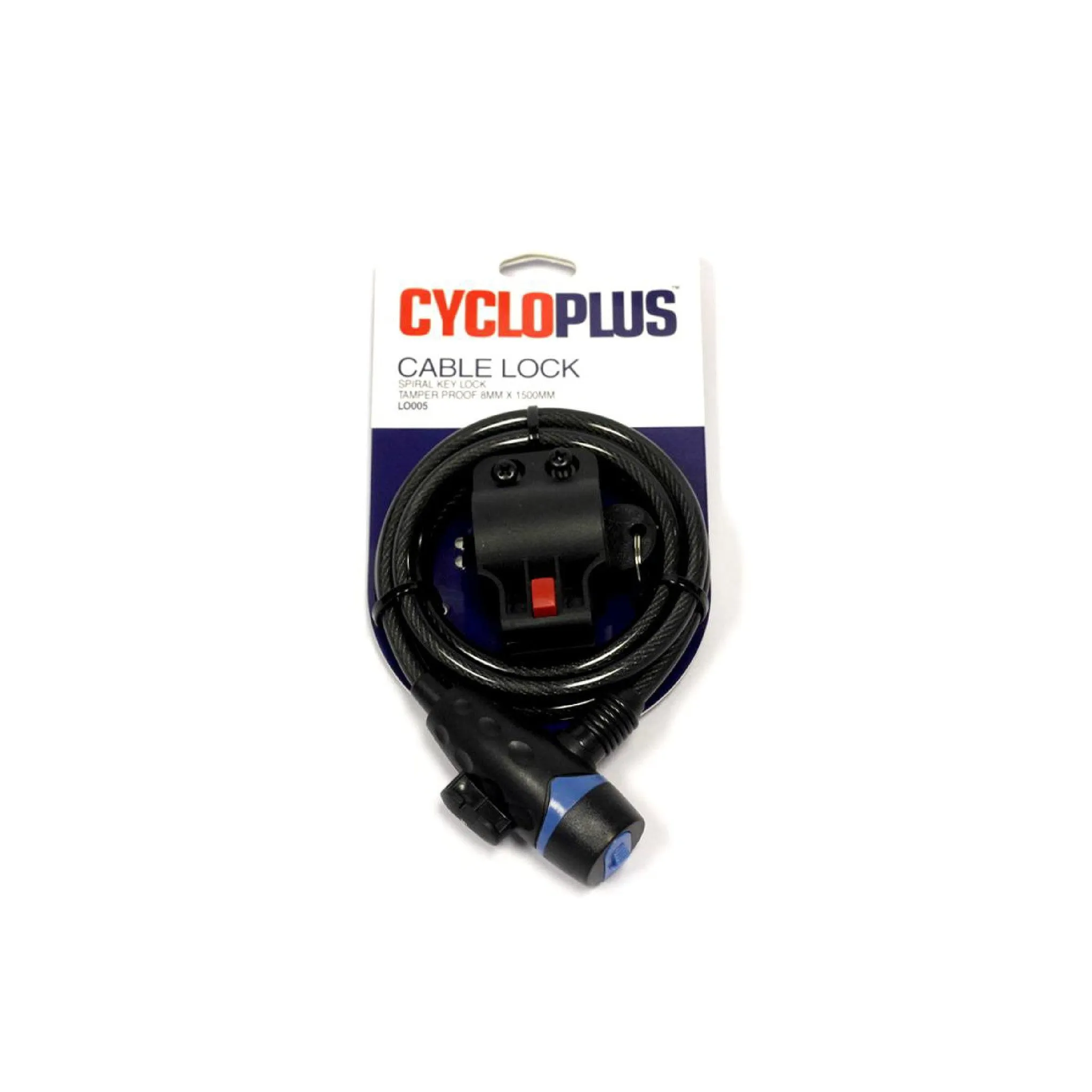 CYCLOPLUS CABLE LOCK SPIRAL KEY LOCK TAMPER PROOF 8MM x 150CM