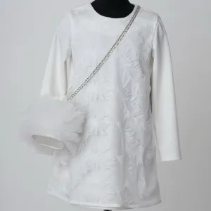 Daga - Feather A Line Dress & Bag - Cream